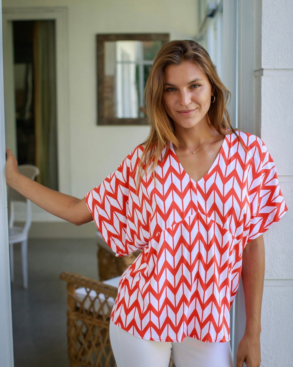 Eta Top - Sunset Chevron Orange