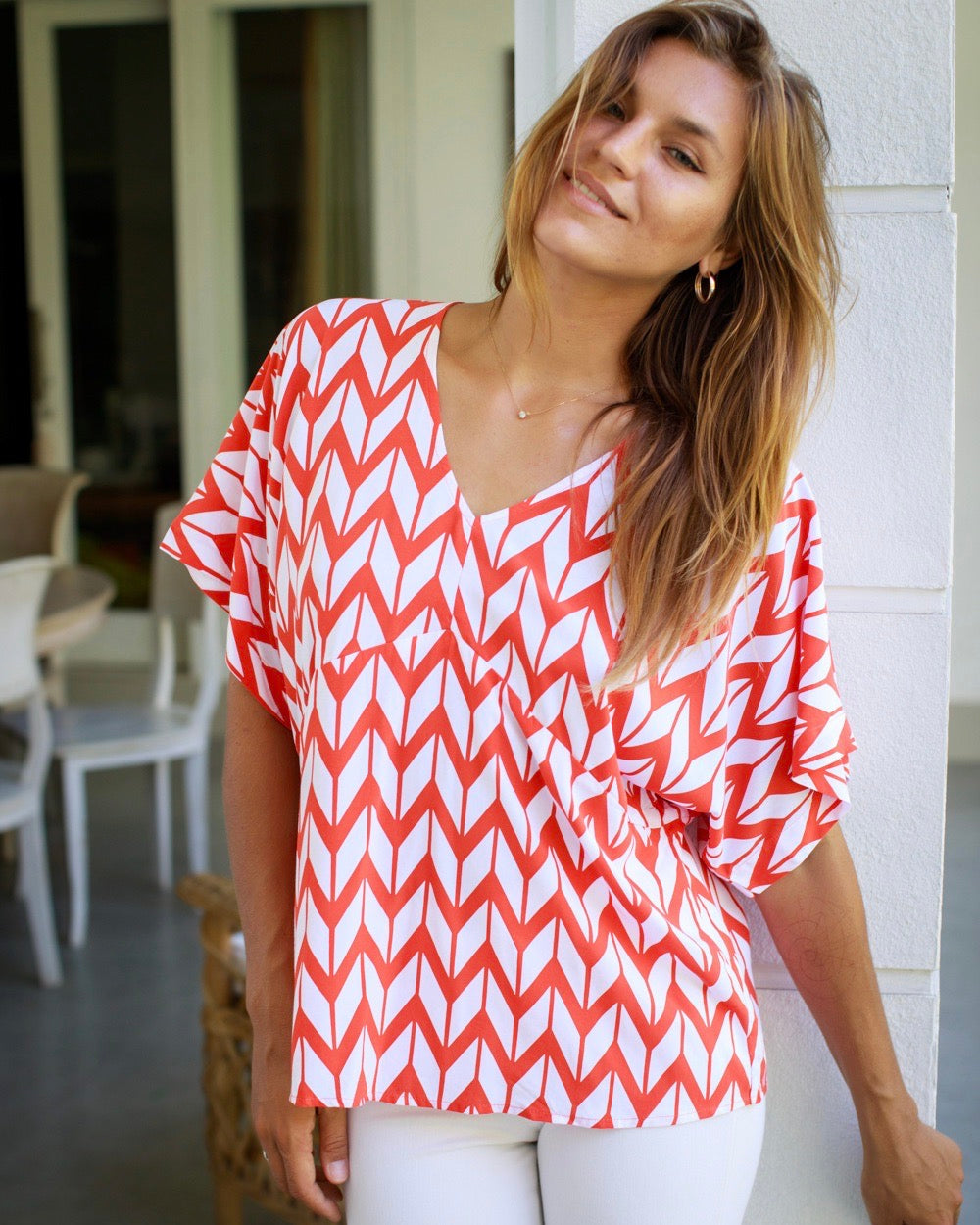 Eta Top - Sunset Chevron Orange