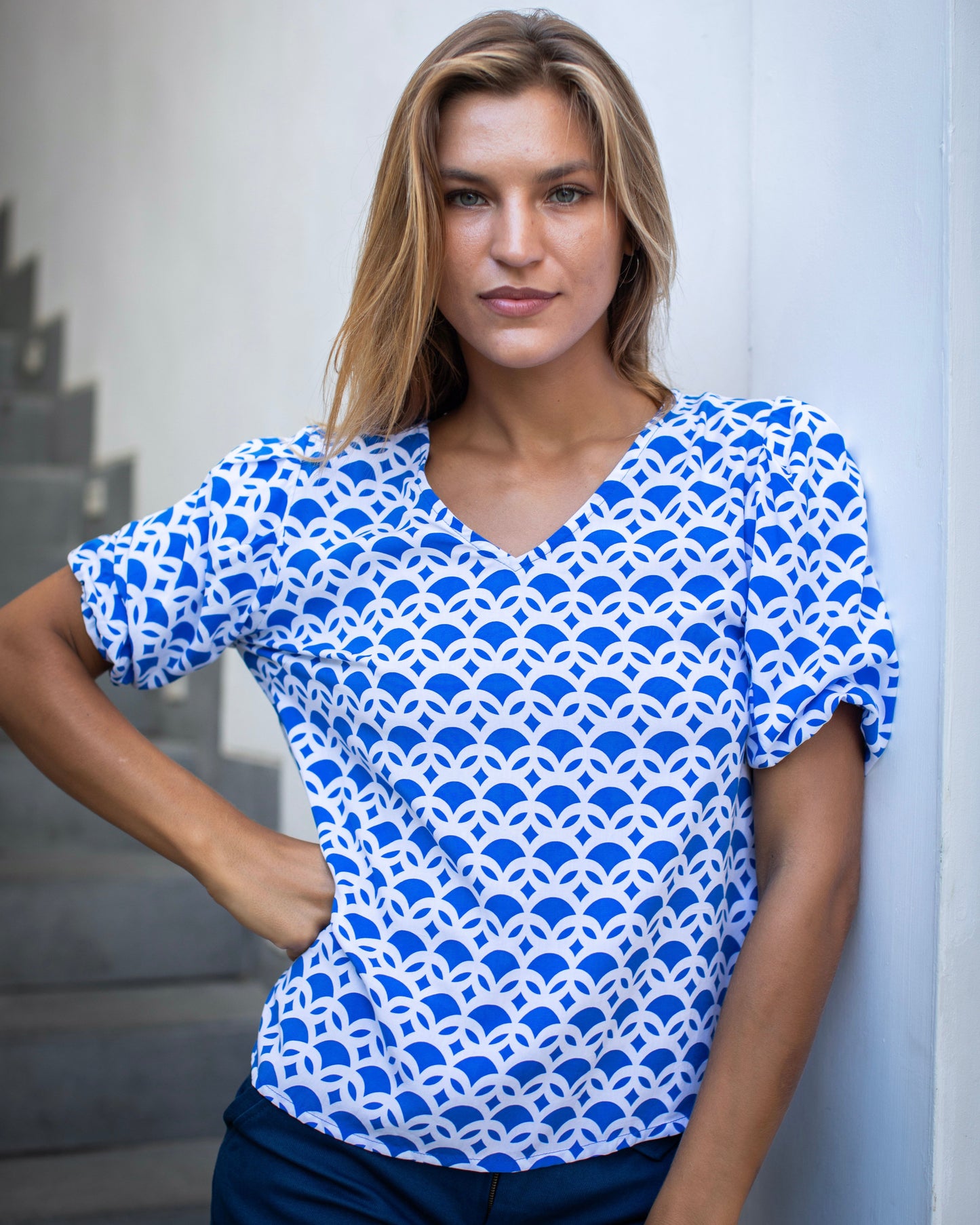 Frances Top - Swedish Blue Semi Circle