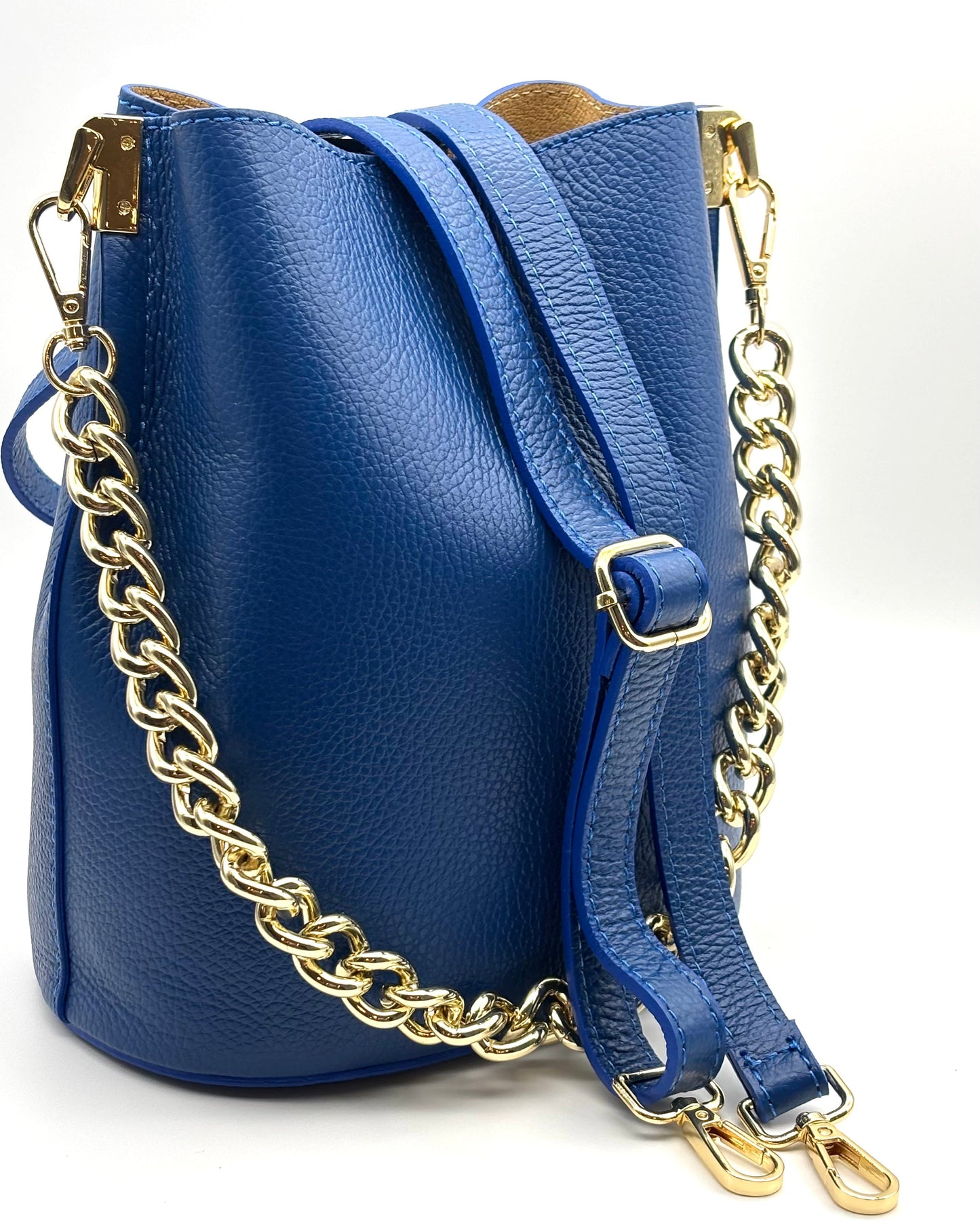 Bologna Leather Bucket Bag - Cobalt