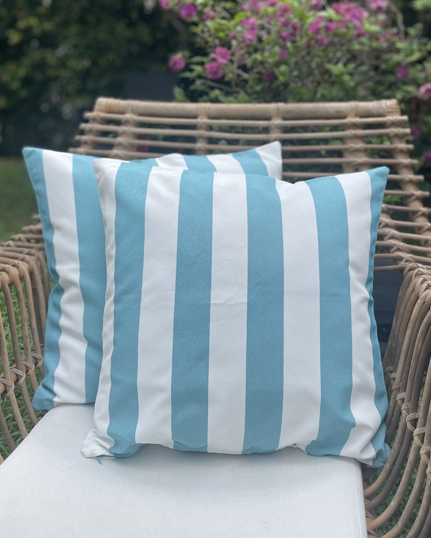 Mykonos Outdoor Cushion Cover - Aqua Stripe