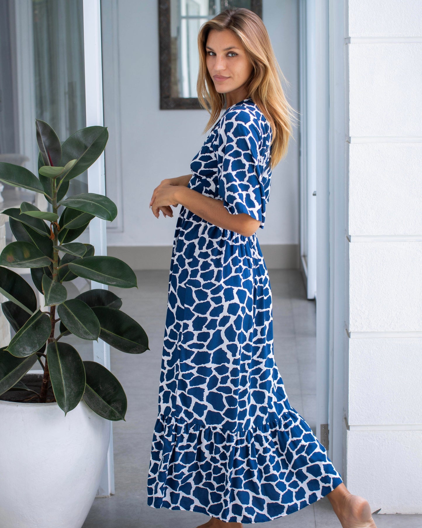 Willa Dress - Navy Giraffe