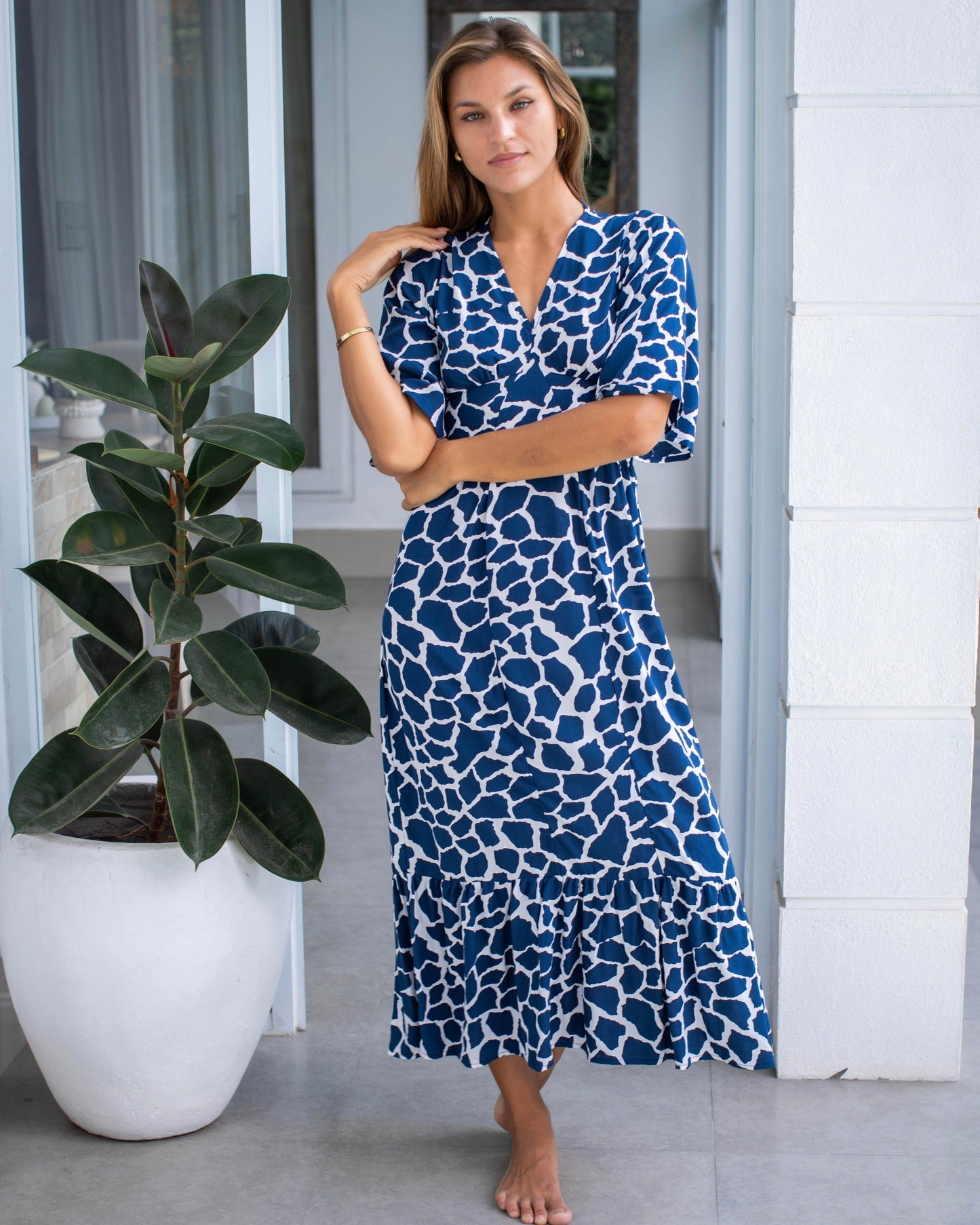 Willa Dress - Navy Giraffe