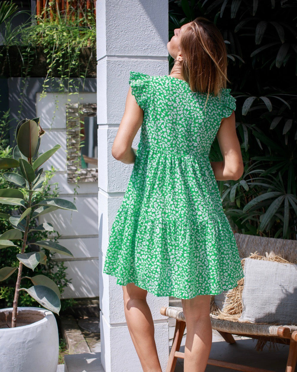 Astrid Dress - Green Daisy