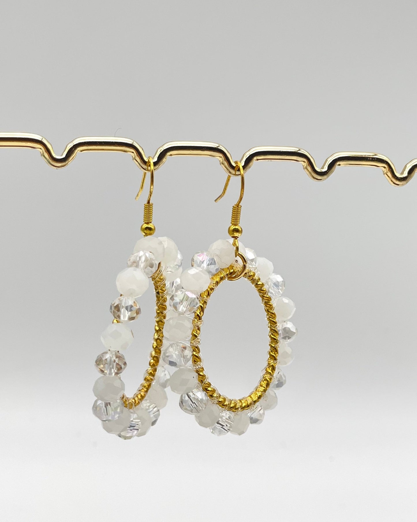 Bali Crystal Hoop Earrings - White