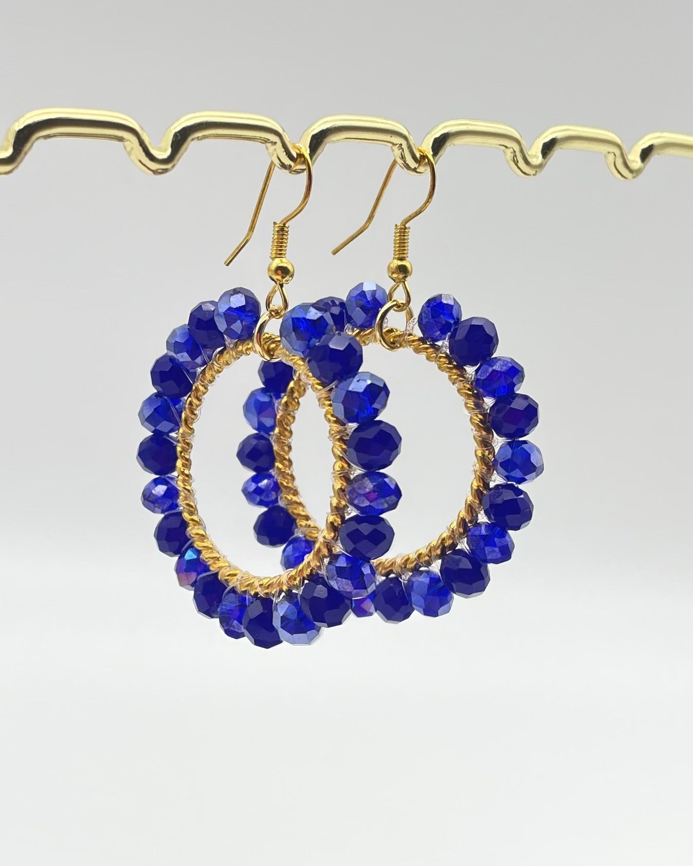 Bali Crystal Hoop Earrings - Cobalt