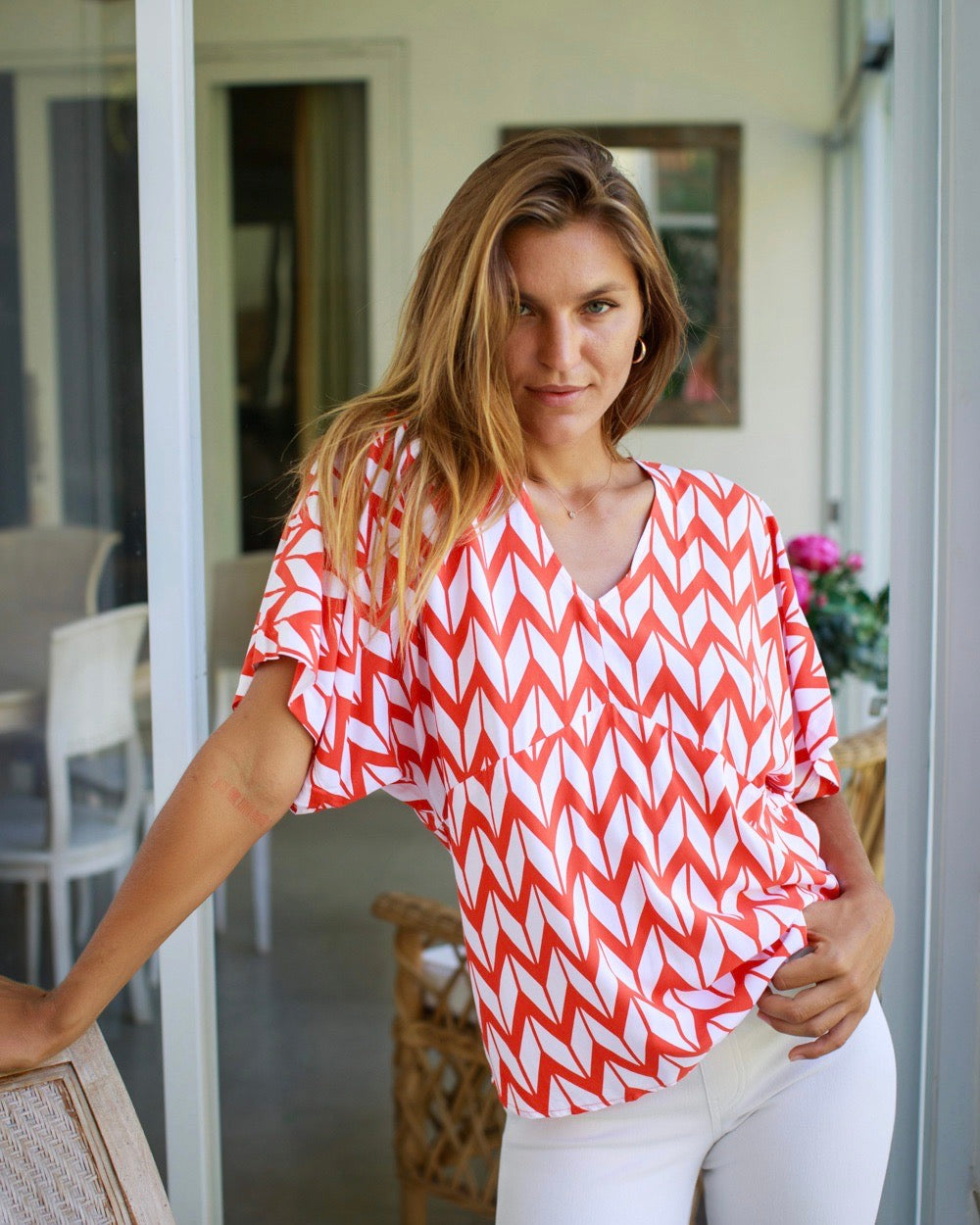 Eta Top - Sunset Chevron Orange