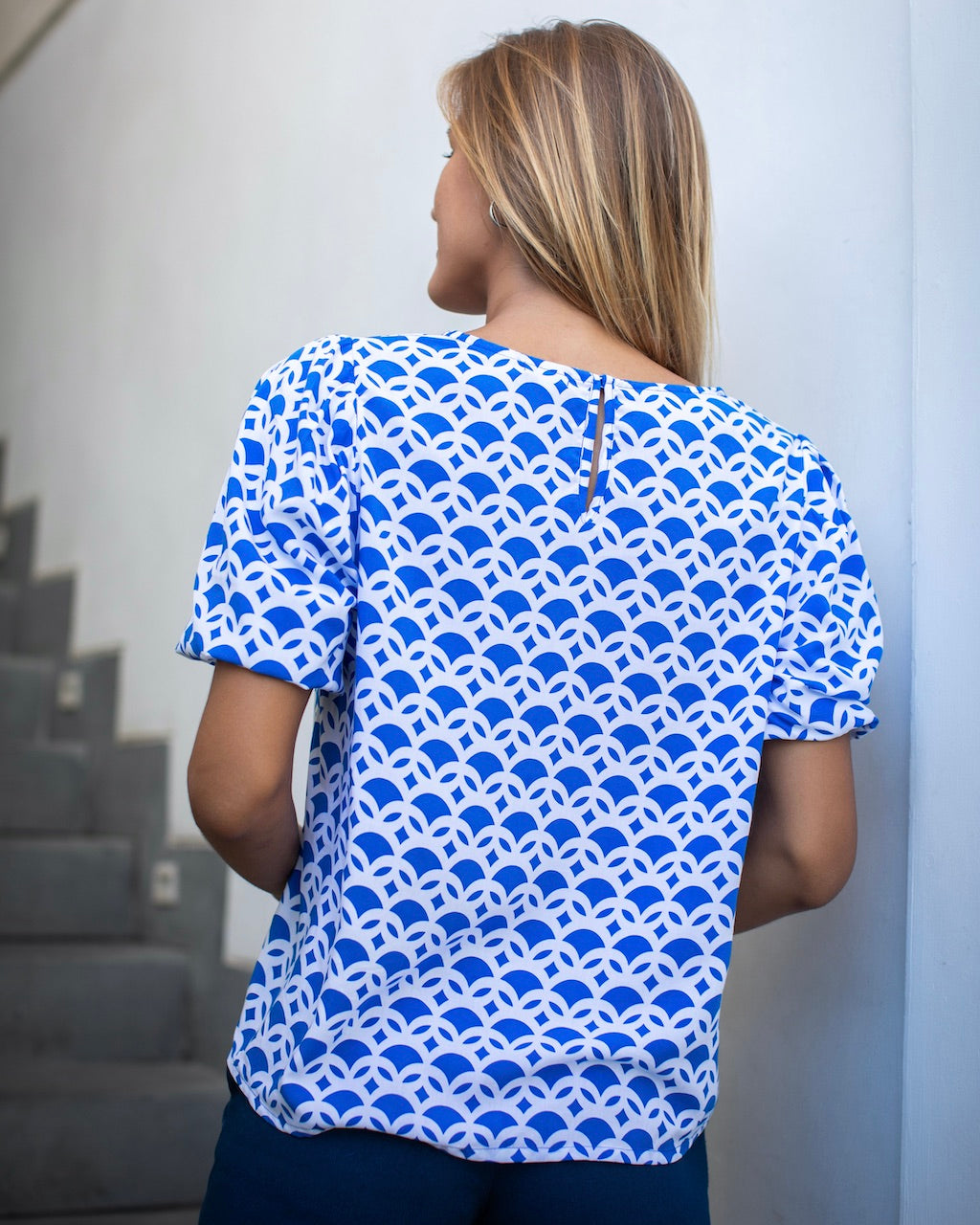 Frances Top - Swedish Blue Semi Circle