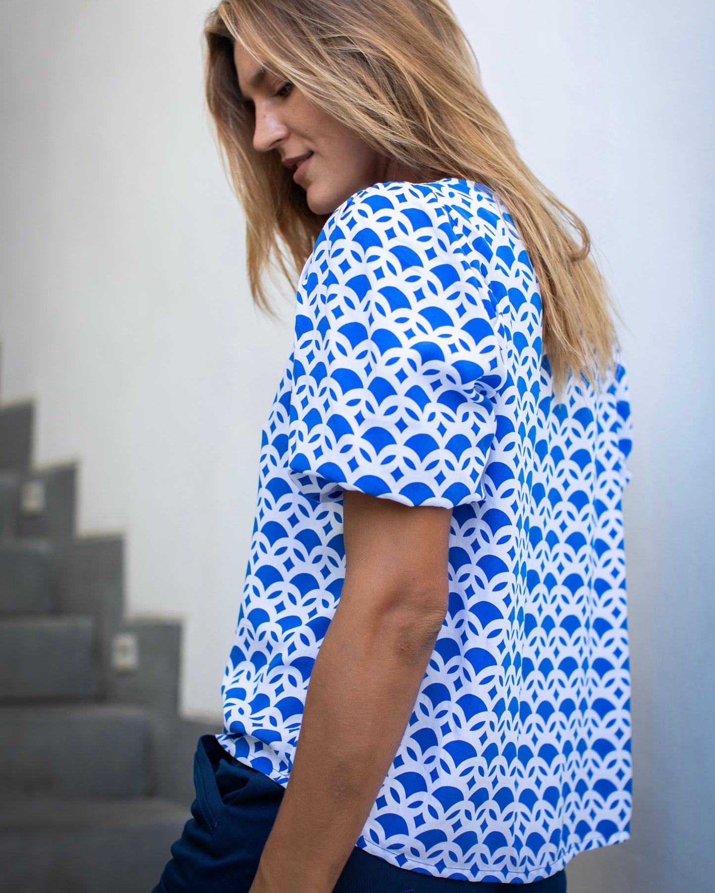 Frances Top - Swedish Blue Semi Circle