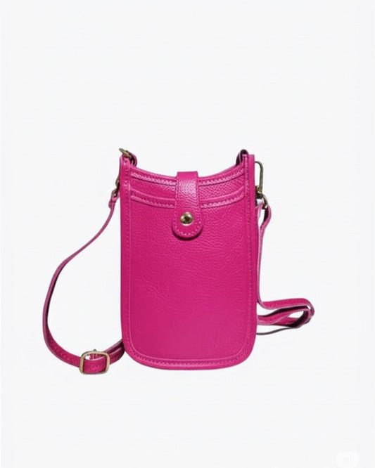 Cortona Leather Phone Bag - Fuchsia