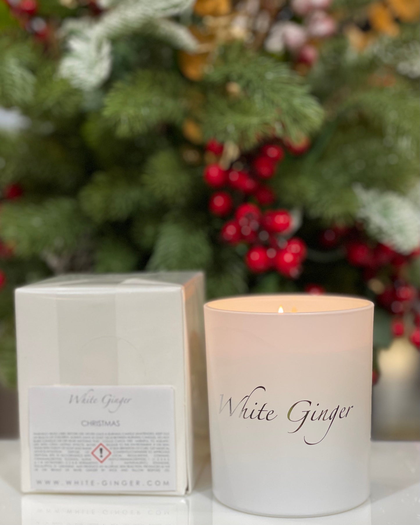 White Ginger Christmas Candle