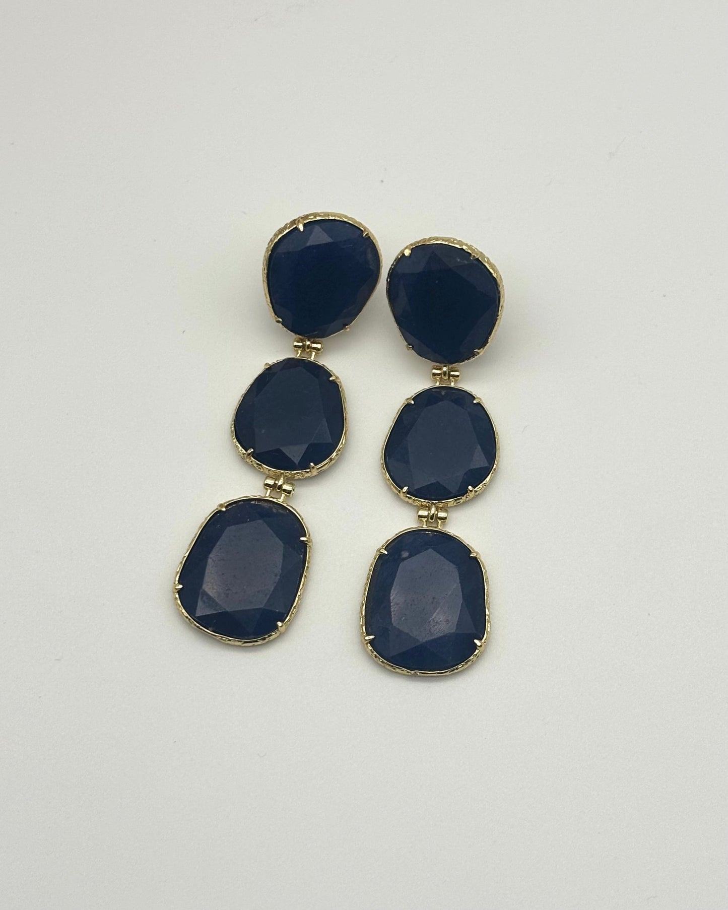 Monaco Drop Stone Earrings - Blue