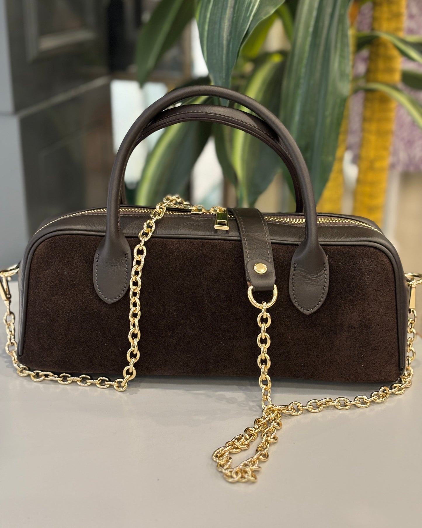 Dolcedo Suede Bag - Chocolate