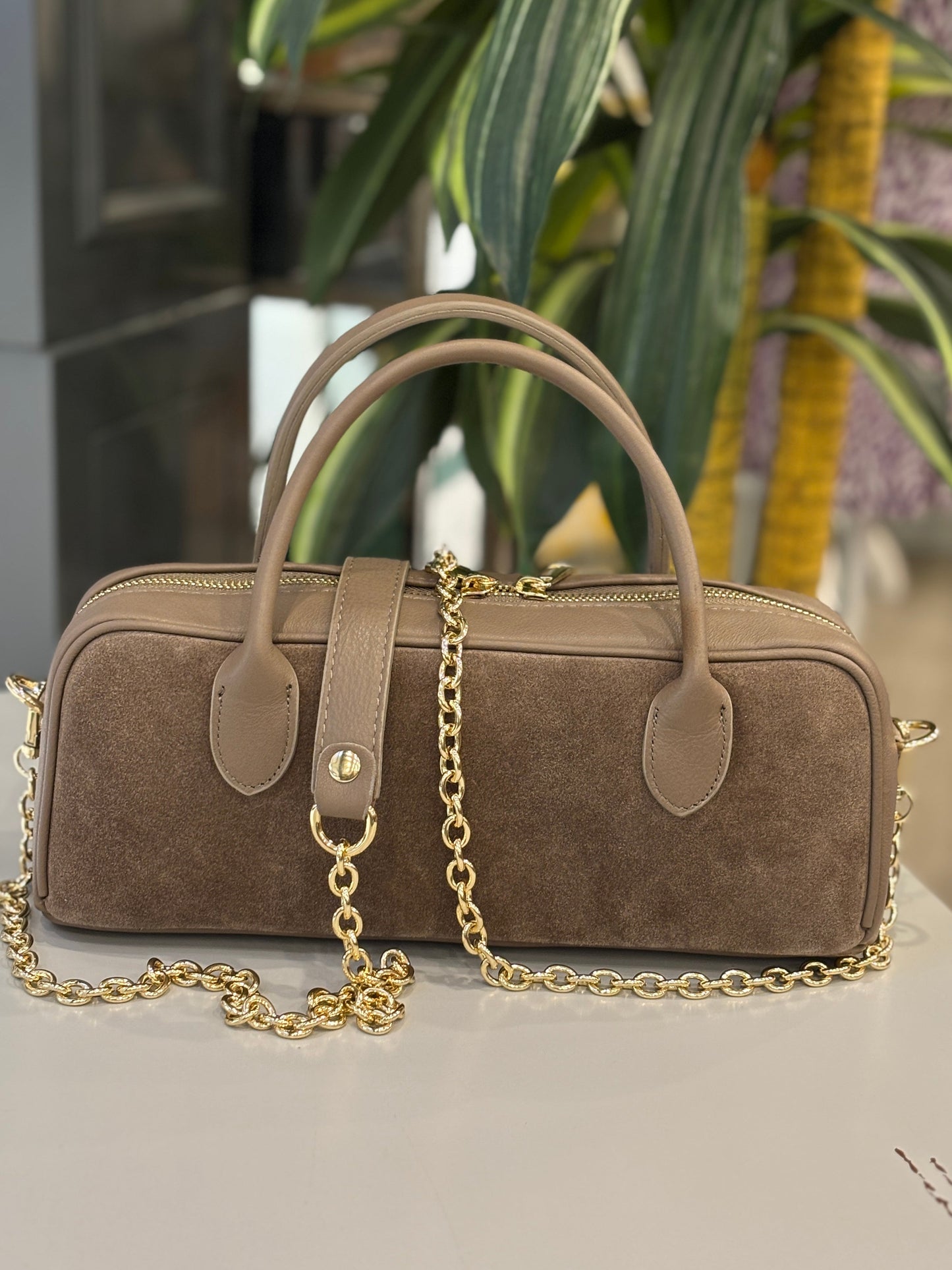 Dolcedo Suede Bag - Taupe