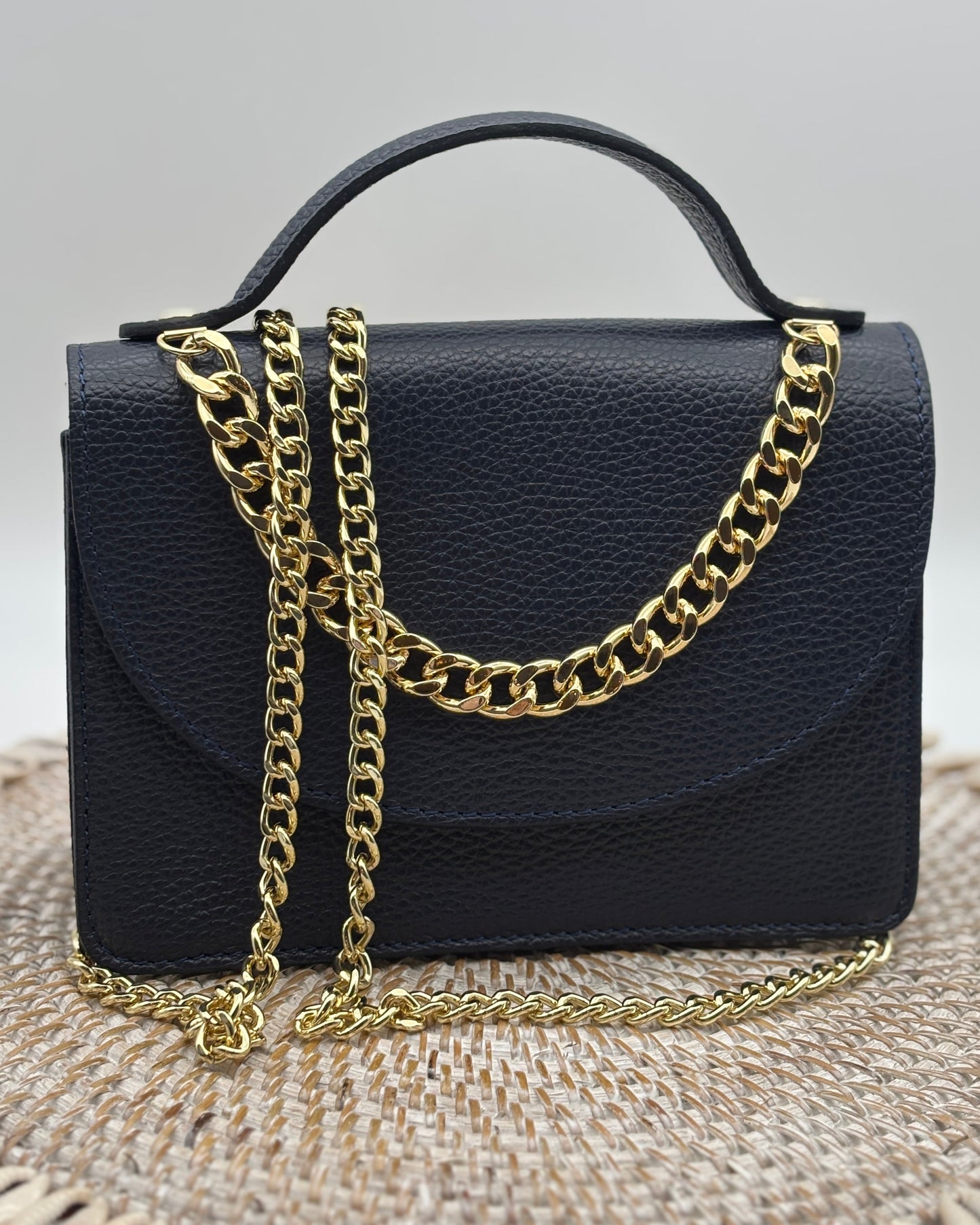 Este Leather Envelope Bag - Navy