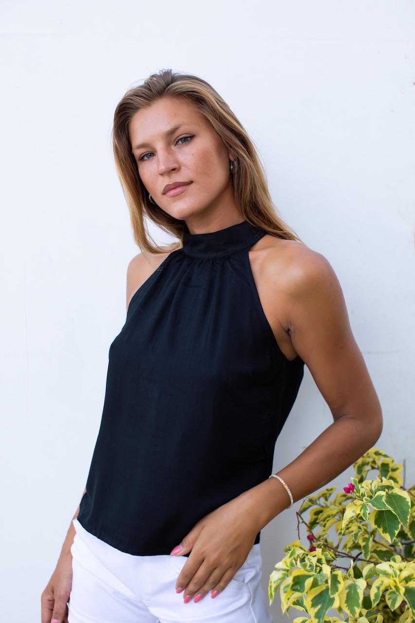 Lana Top - Black Herringbone