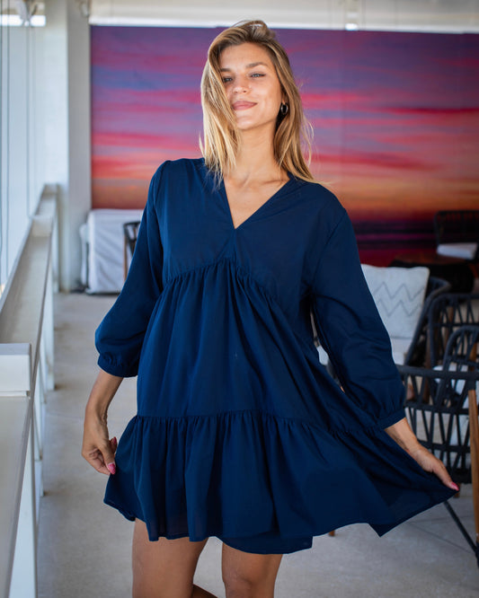 Morgan Dress - Navy Cotton
