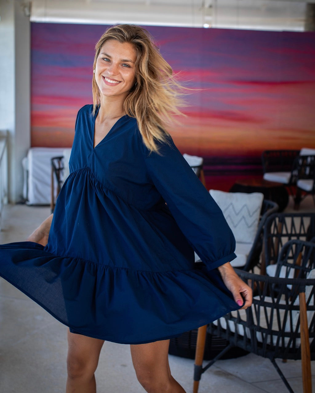 Morgan Dress - Navy Cotton