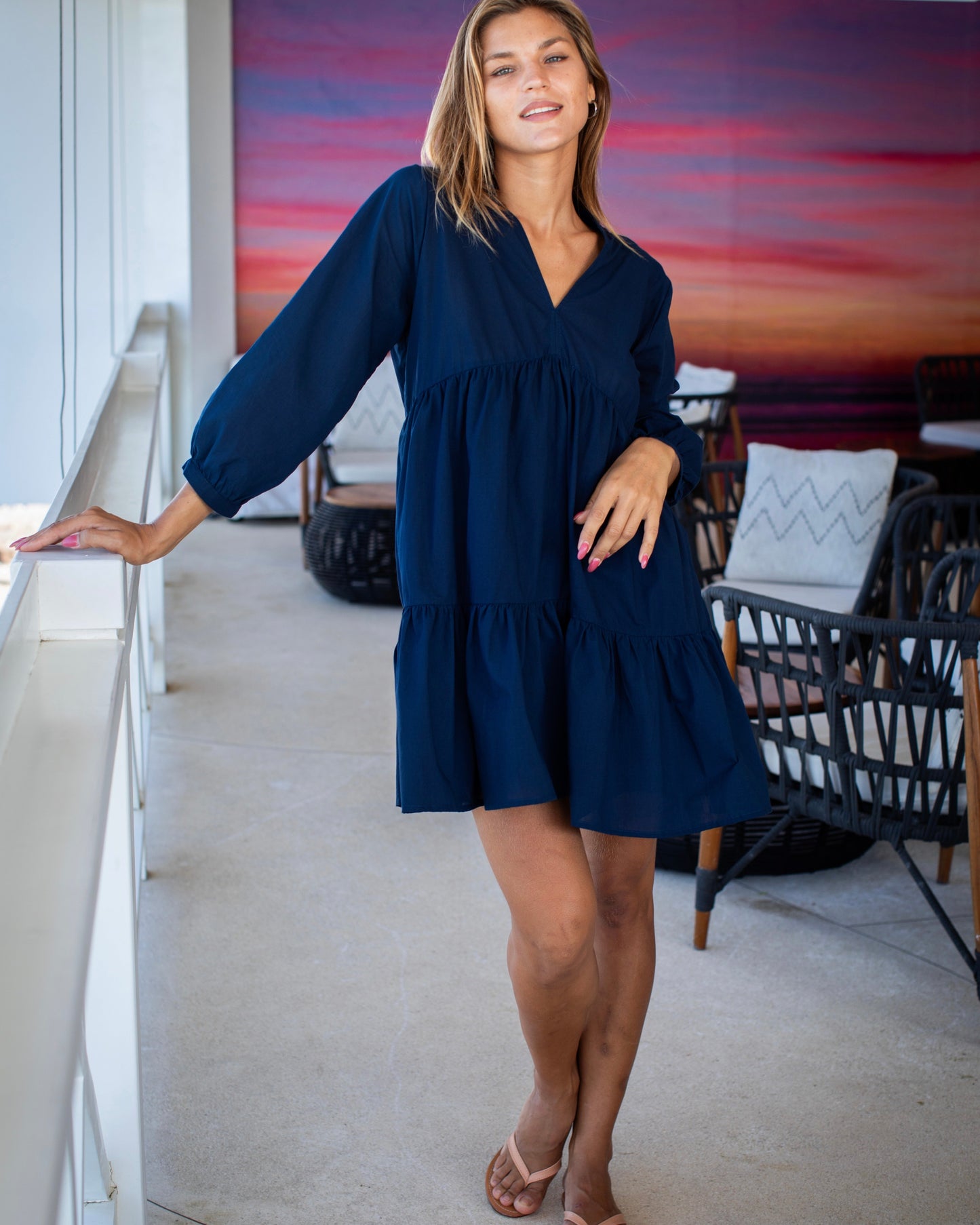 Morgan Dress - Navy Cotton