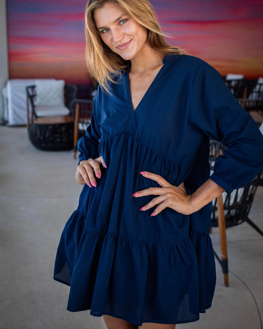 Morgan Dress - Navy Cotton
