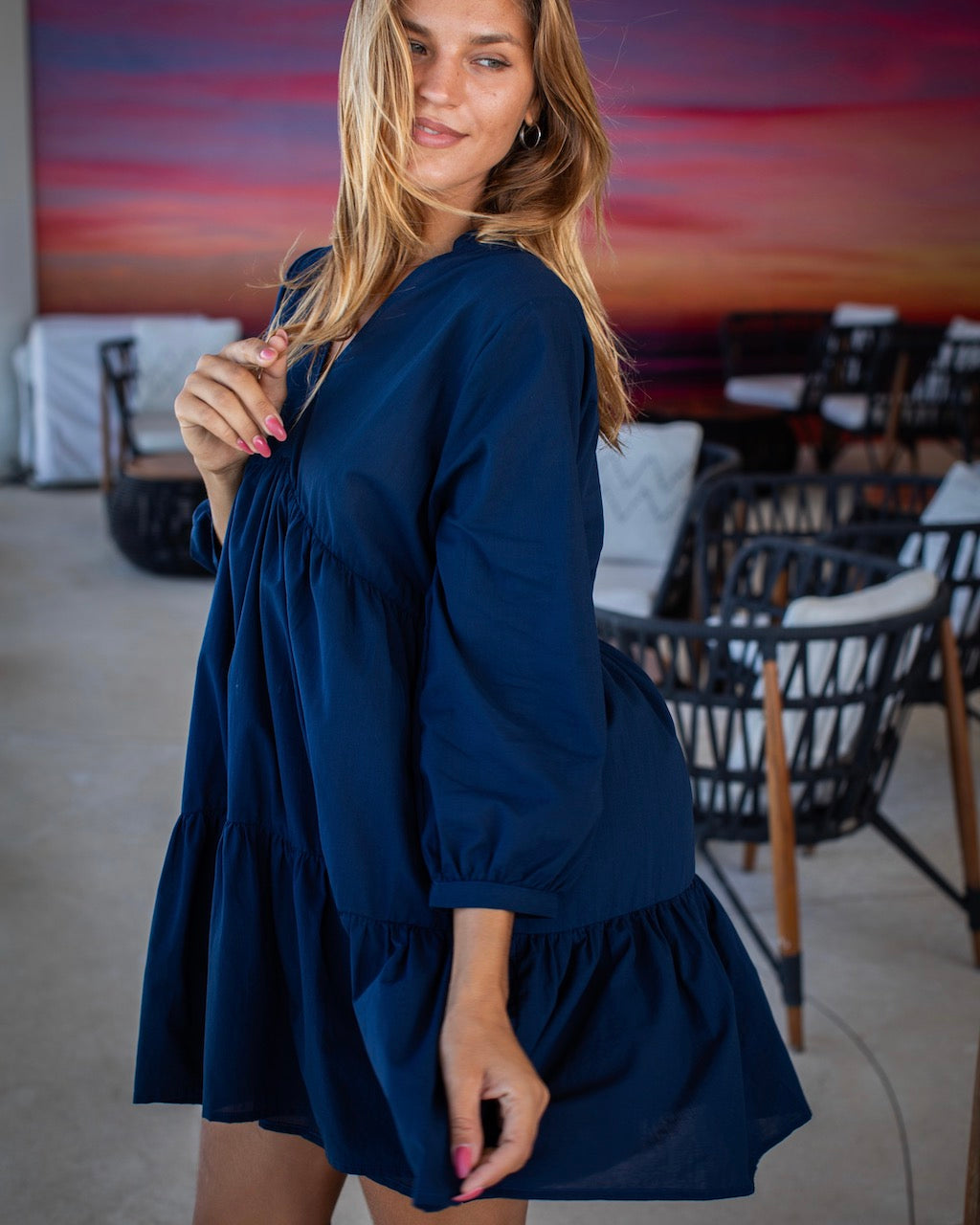 Morgan Dress - Navy Cotton