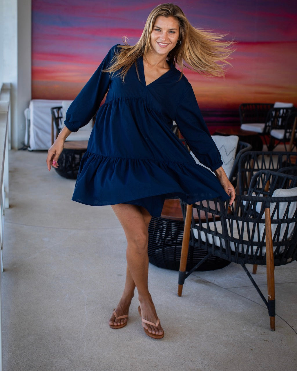 Morgan Dress - Navy Cotton