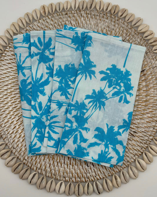 Napkins - Turquoise Palm Tree (Set Of 4)