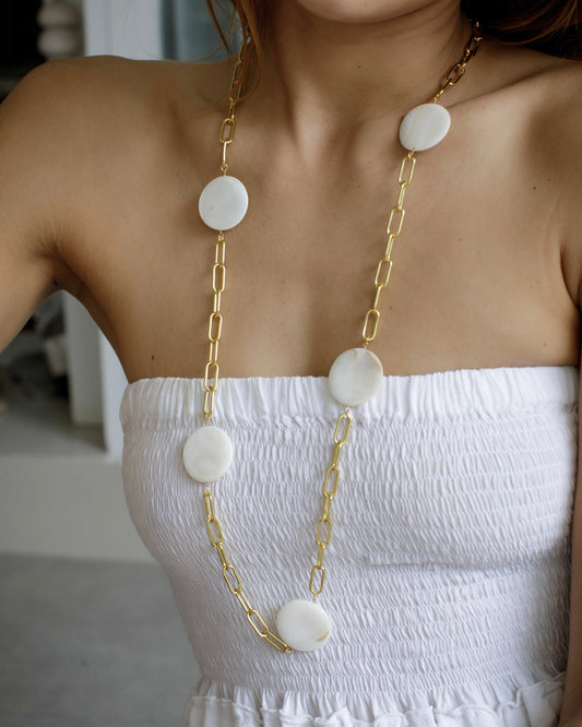 Lima Chunky Pearl Disc Necklace
