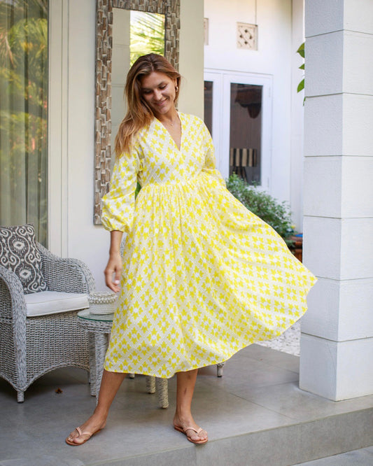 Pearla Dress - Yellow Regency Cotton