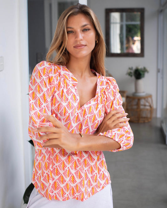 Pippa Top - Pink/Orange Arrow