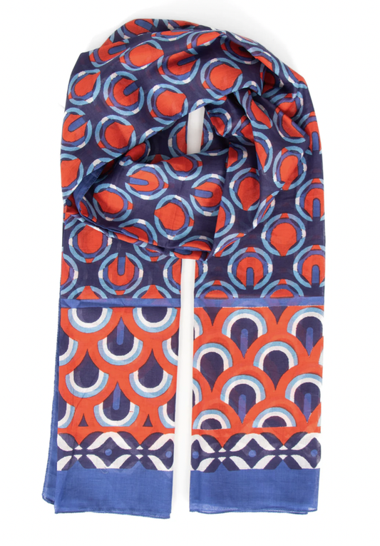 Navy/Red Dahlia Scarf