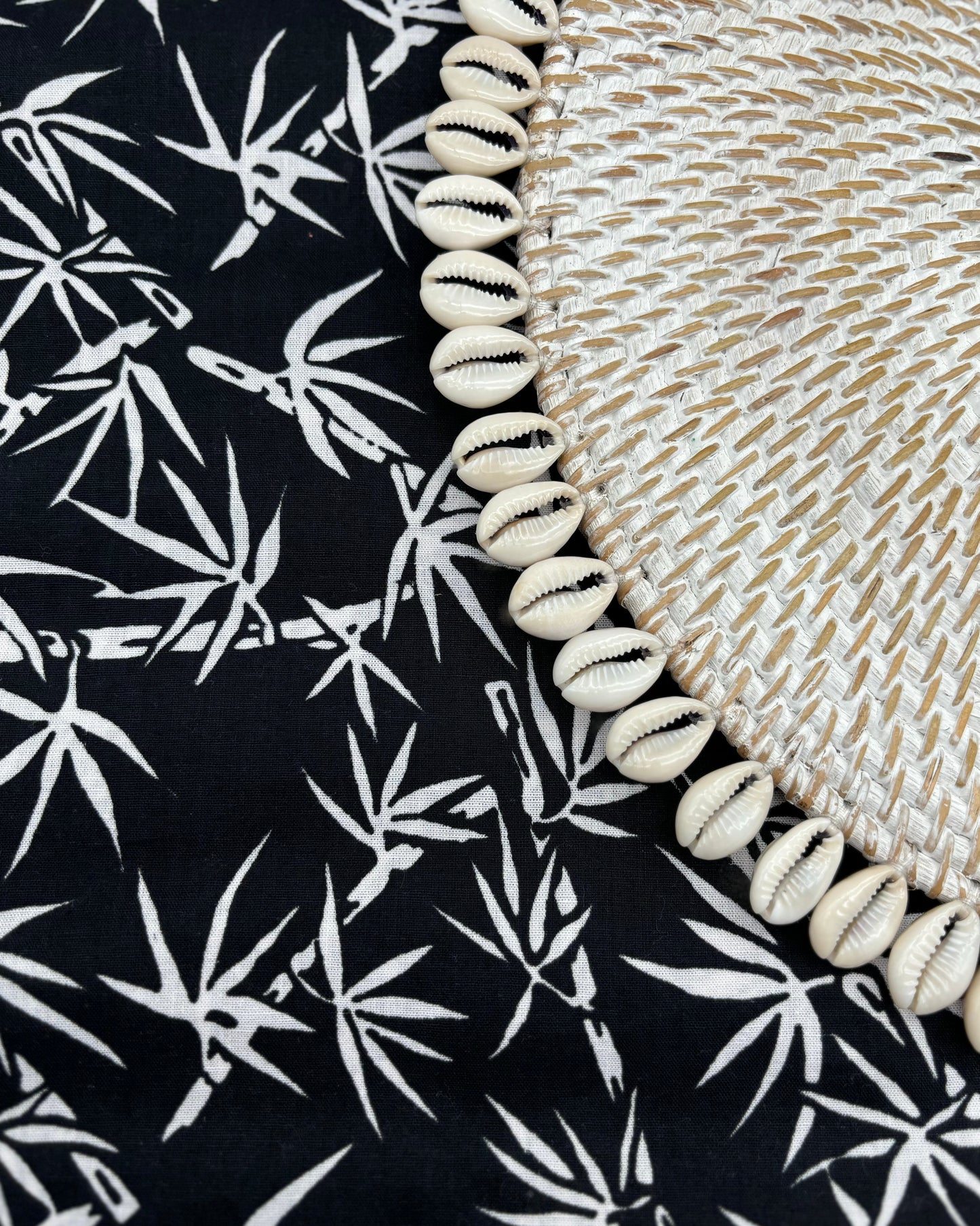 Table Runner - White Bamboo on Black