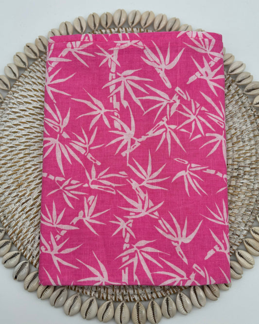 Table Runner - White Bamboo On Pink