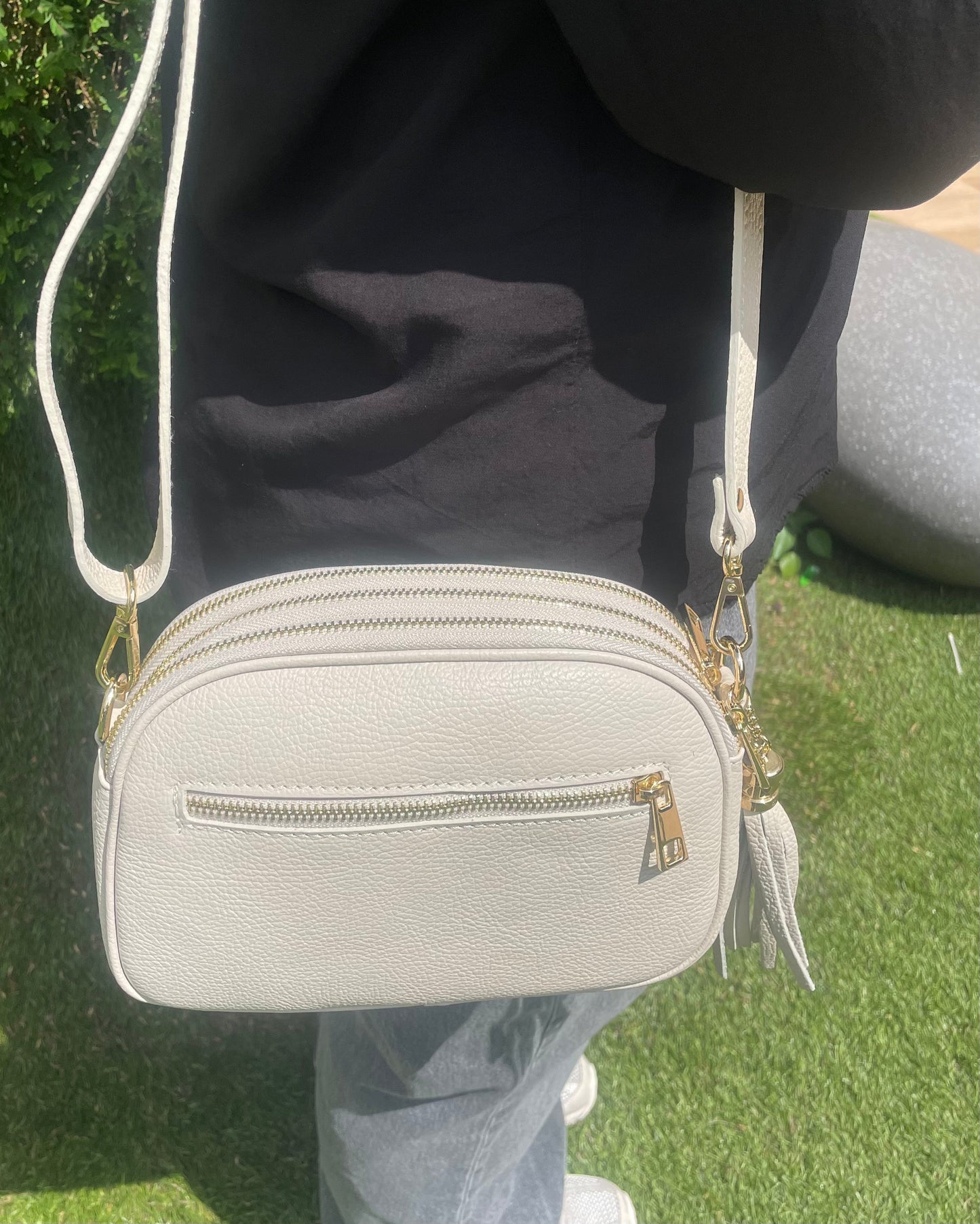 Torino Triple Zipper Bag - White