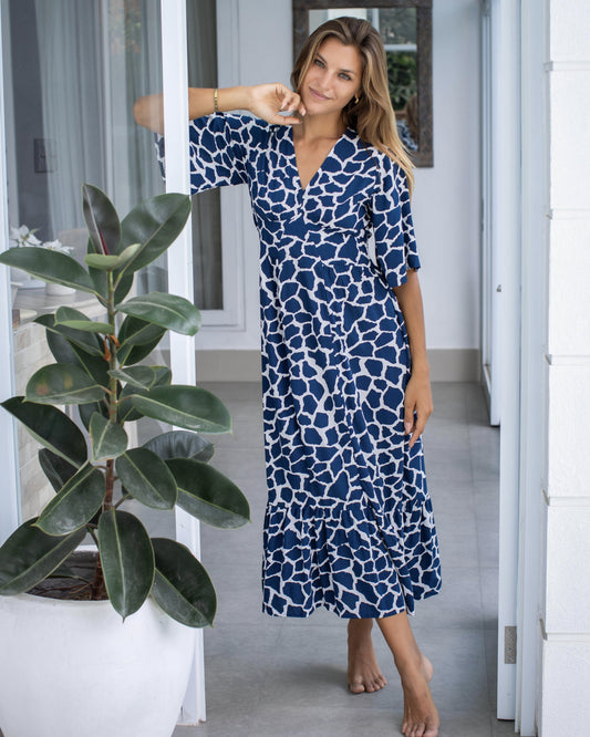 Willa Dress - Navy Giraffe