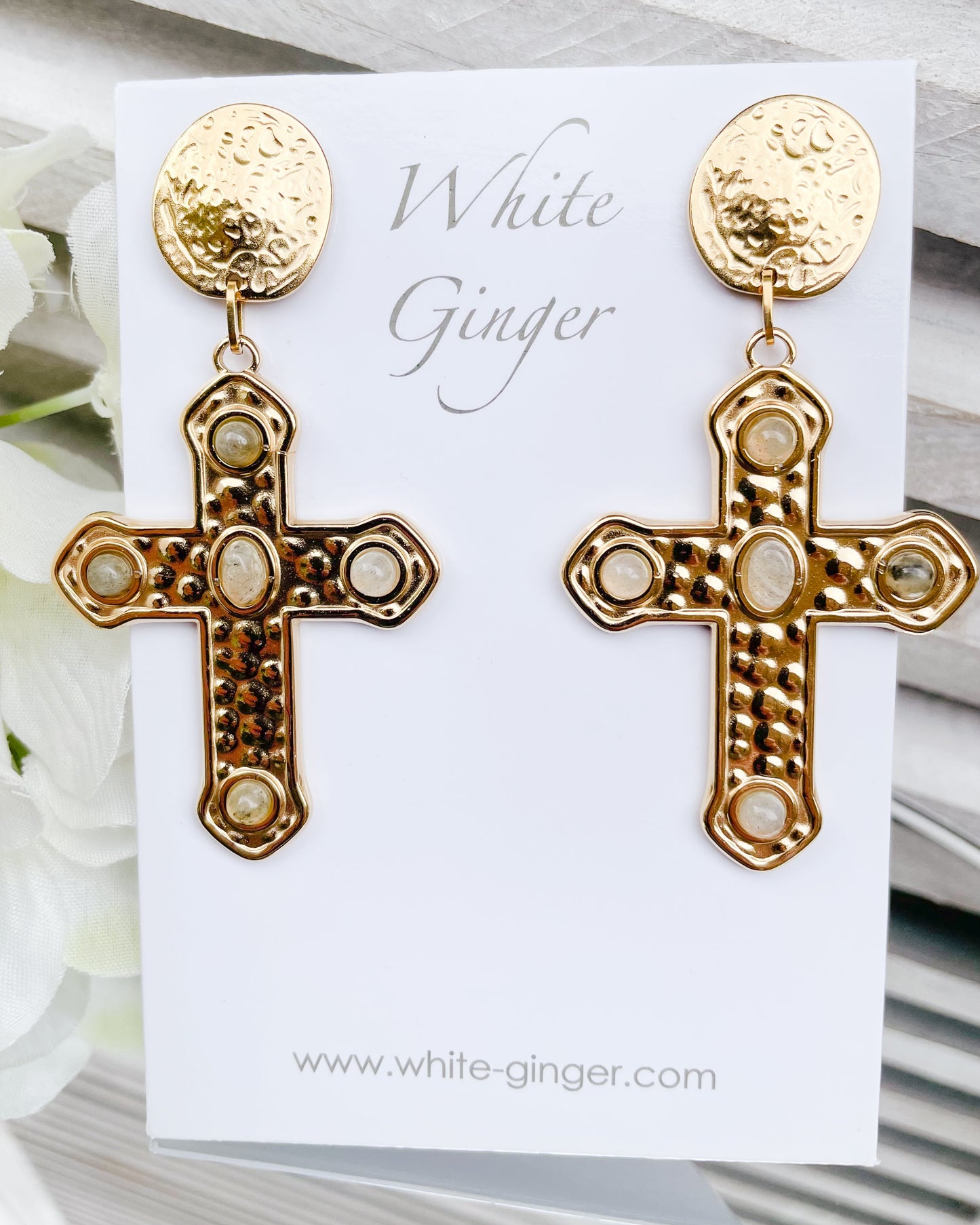 Large Rivoli - Cross Earrings