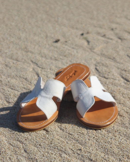 Leather Sliders - White